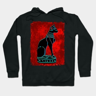 Bastet Cat Black/Teal/Red Hoodie